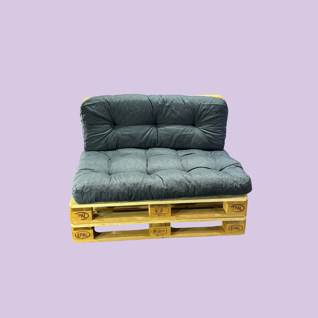 Pallet Sofa Module with Blue Cushions